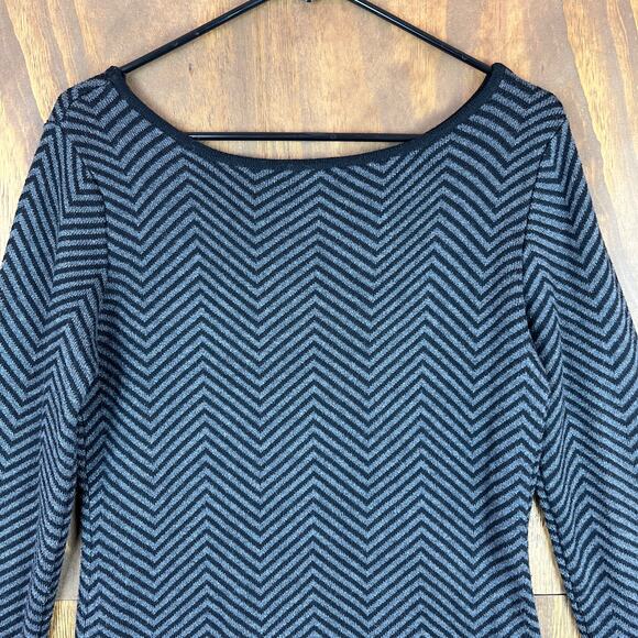 Kerisma Womens Sweater Black Gray Stripe Cashmere Blend Crew Neck Medium - Picture 2 of 13